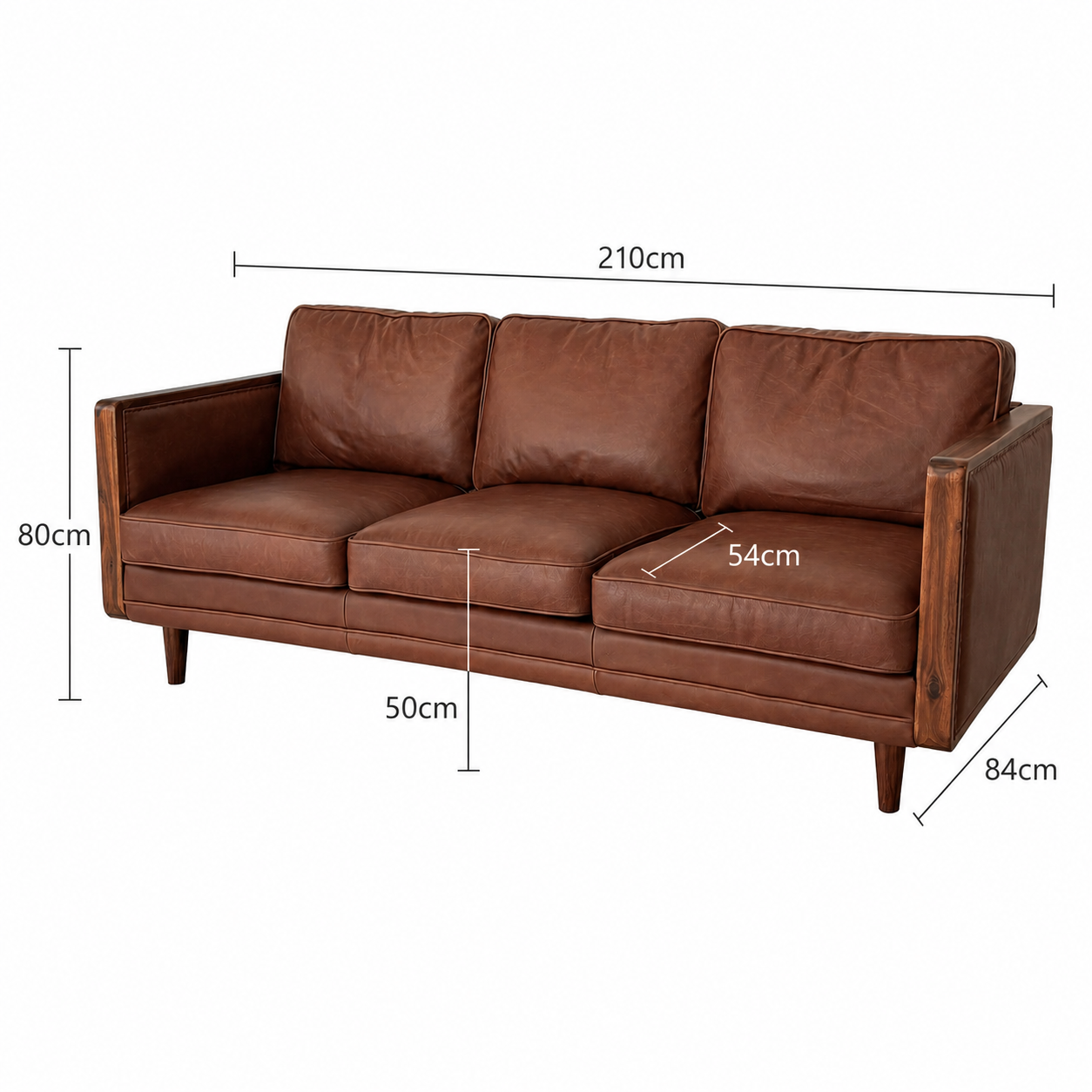 Nadia Leather 3 Seater Sofa