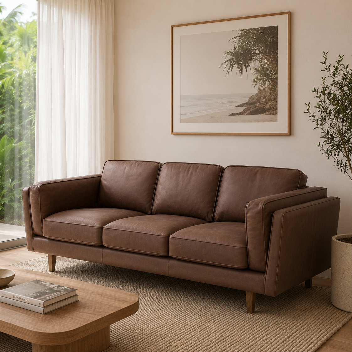 Brooklyn Leather 3 Seater Sofa - Oxford Tan