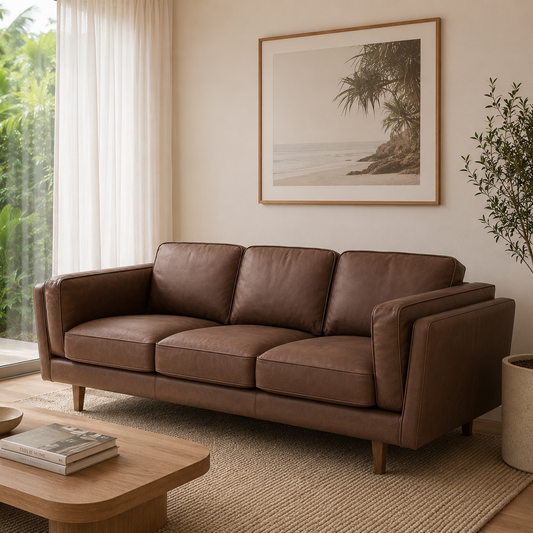 Brooklyn Leather 3 Seater Sofa - Oxford Tan