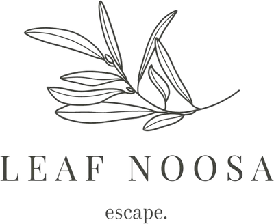 Logo of 'Leaf Noosa' with a stylized leaf design on a white background.