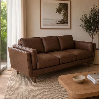 Brooklyn Leather 3 Seater Sofa - Oxford Tan